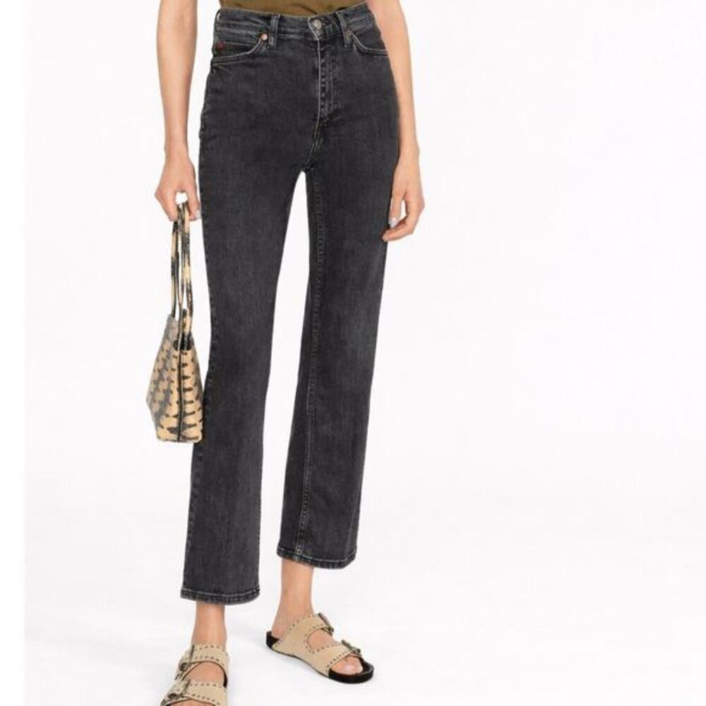 RE/DONE 70s Black Bootcut flared High-Waisted Cropped Retro Jeans Size‎ 31
